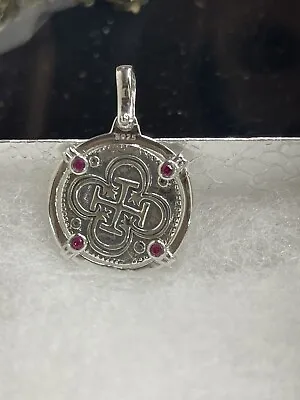 $180 • Buy ATOCHA Silver Coin Pendant -Jewelry Made From Atocha Silver Bars In Lab Rubies