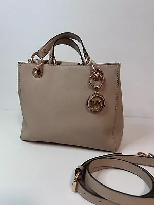 MICHAEL KORS Cynthia Small Saffiano Leather Satchel Handbag Crossbody EUC • $84.15
