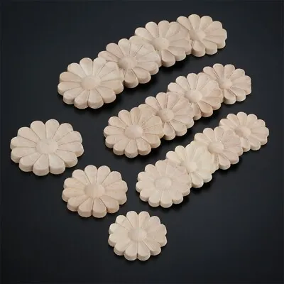 Wooden Mouldings Carved Round Onlay Applique Decal Door DIY Decor Ornament Craft • $3.14