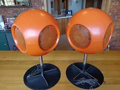 Vintage Retro Art Deco Mid Century Orange AWA Moon Speakers  VERY RARE  • $1995