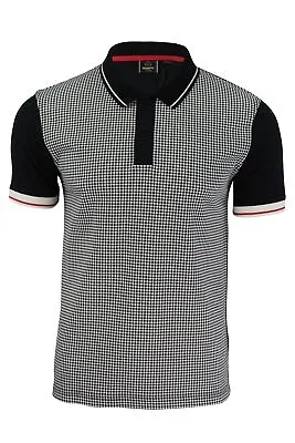 Mens Polo T-Shirt By Merc London Corona Dog Tooth Front Short Sleeved • £29.99