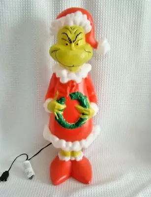 24  Santa Grinch & Wreath LED Blow Mold Holiday Indoor Outdoor Decor Pre-Own • $49.99