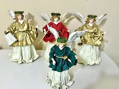 4 Vintage Angel Christmas Tree Topper Ornament Decor 9” Paper Mache Set • $47.88