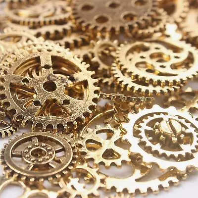 Clock Gears Clock Parts Gold Metal Gears Steampunk Gears Assorted Gears 10pc • $5.25