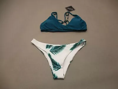 NWT ZAFUL Size 4 Womens Lined Wireless Pull On Top Havana Bikini Bottom Set 4E • $10