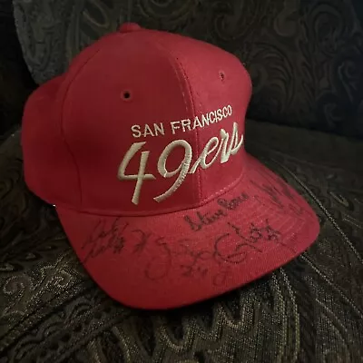 Vintage 90’s Sports Specialties SF 49ers Script Snapback Hat Signed Steve Bono + • $0.01