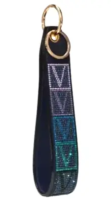 Victoria Secret Bling Rhinestone Wristlet Strap Keychain Black Brand New • $29.99