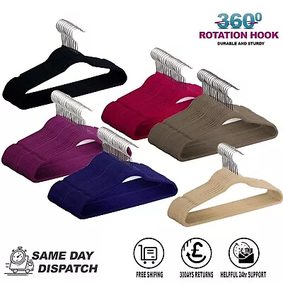 £33.95 • Buy Velvet Non Slip Flocked Coat Clothes Hangers Space Saving Hanger Trouser Bar