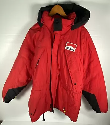 Vintage 90s Marlboro Country Store Goose Down Parka Coat Jacket Sz Mens L • $38