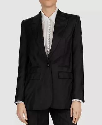 $954 The Kooples Women's Black Striped One-Button Safari Suit Jacket Blazer US 2 • $251.63