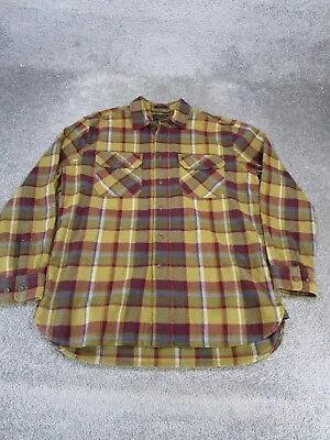 Pendleton Shirt Mens Large Burnside Check Red Yellow Flannel Work Button Up • $22.49