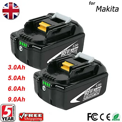 2X For Makita 18 Volt BL1830 LXT Li-ion 6.0 Ah Battery BL1850B BL1860B BL1840 UK • £16.89