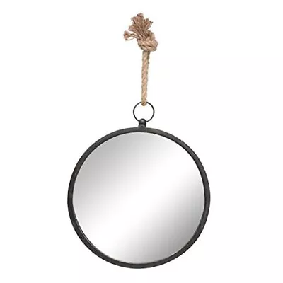  Round Brown Metal Accent Wall Mirror With Rope Hanging Loop Decorative 13  • $24.92