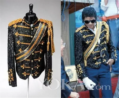 MJ Michael Jackson Costume Classical Sequin Jacket Mens Fancy Dress Costume Coat • $54.25