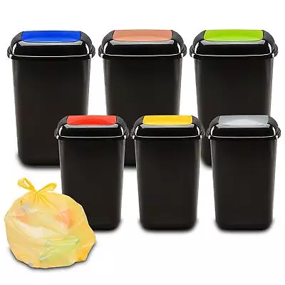 HOME CENTRE Plastic Flip Top Waste Bin Segregation Recycling 12L 28L 45L • £25.30