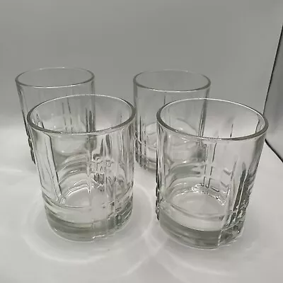 Set Of 4 Vintage Anchor Hocking Tartan Lowball Clear Glasses Tumblers Juice • $9.99