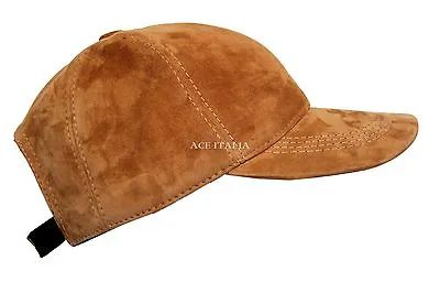 New BASEBALL Cap Tan Suede Golf Mens Ladies Real Leather HipHop Cap Hat  • £19.99