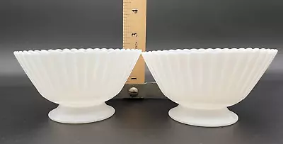 MacBeth Evans Petalware Monax Sherbet Glass Pedestal Footed Scalloped 2 Bowls • $29.99