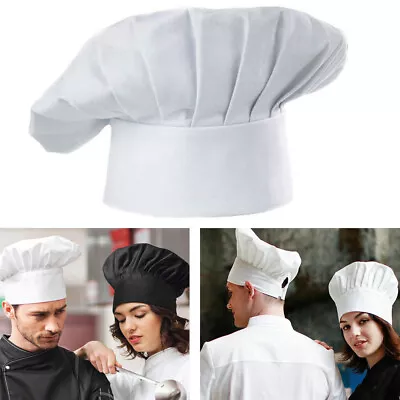 Chefs Hat Baker Professional Elastic Adjustable Cook Cap For Adult Mens Womens • £3.89