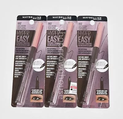 3 Maybelline Hyper Easy No Slip Pencil Eyeliner #002 Deep Brown • $11.99