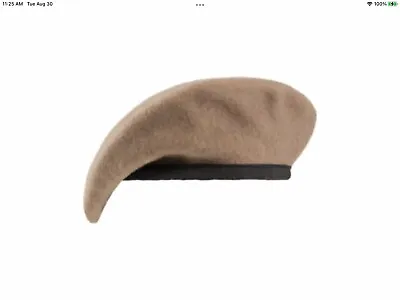 NEW In Bag US Military Issue 100%  Wool Beret Tan Size 7 1/4 8405-01-483-9867 • $15