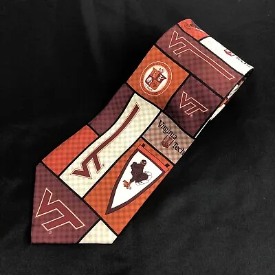 Vintage Eagle Neckwear Virginia Tech Hokies Mens Maroon Orange Dress Tie • $14.95