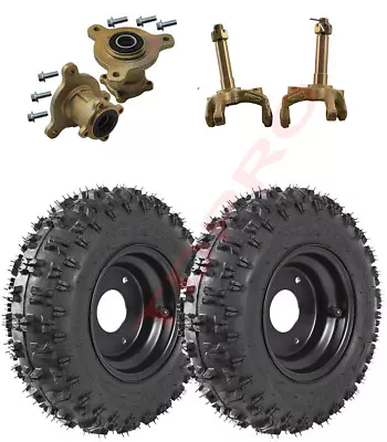 4.10-6 Tyre Rim + Front Wheel Hub Stub Axle For 4 Wheeler ATV Go Kart Quad Trike • $169.66