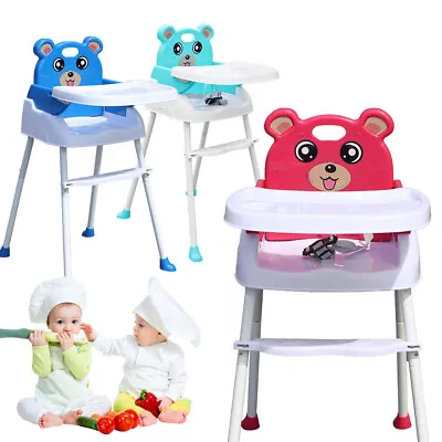 4 In 1 Baby Highchair And Low Chair Adjustable Infant Feeding Seat Table+Tray UK • £33.99