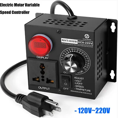 $28.49 • Buy AC 120V~220V 4000W SCR Motor Speed Controller Volt Regulator Thermostat Dimmer
