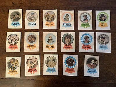 Lot Of 17 Vintage 1967 Donruss Monkees Badges Stickers Cards Rare Poor-Good • $209.99