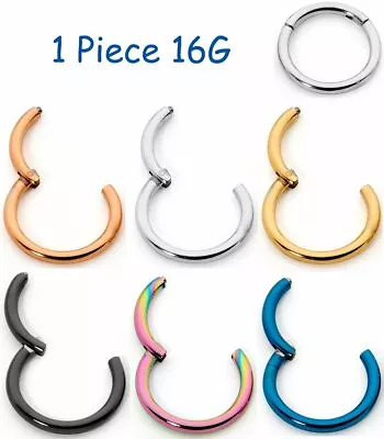 1 Piece G23 Titanium 16G Hinged Hoop Sleeper Ear Lip Nose Segment Ring Earring  • $9.99