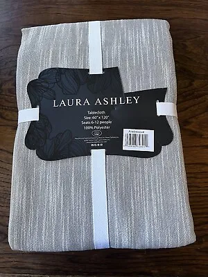 Laura Ashley Arabesque Tablecloth Gray W/ Metallic Silver Glitter 60  X 120  NEW • $60.20