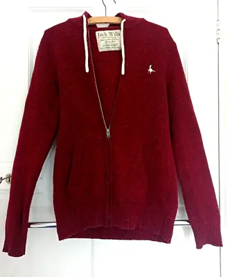 JACK WILLS Men's Zip Hoodie Red WOOL Extra Small 34-inch Chest • £9