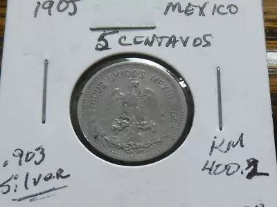 1905 MEXICO 5 Centavos - KM#400.2 - Low Mintage (344K) - .903 Silver Coin • $2