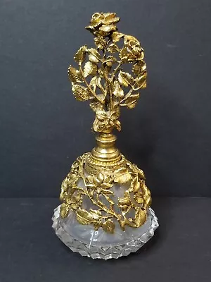 Vintage Matson Perfume Bottle Gold Plated Ormolu Filigree Roses & Glass Dauber • $47.96