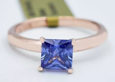 LAB CREATED 0.86 Cts AAA TANZANITE RING .925 Silver (Rose Gold Finish) - NWT • £0.78