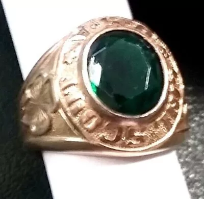 Vintage 10k Gold-filled  Girl Scout Ring With Green Stone Size 4-3/4 • $19