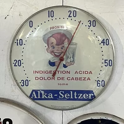 1960 Vtg SPEEDY ALKA SELTZER Round Bubble Advertising Thermometer Pam Style Sign • $153.50