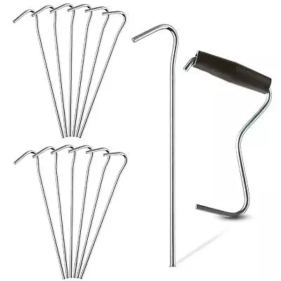 Galvanized 7” Tent Pegs – Set Of 12 Anchoring Stakes - 1 Peg Puller – Accesso... • $23.88