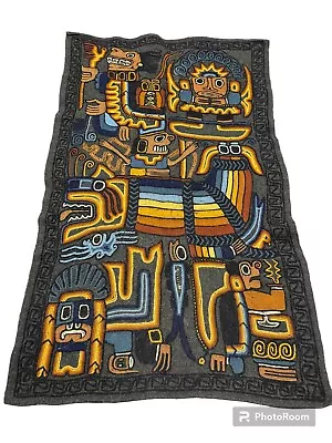 Vintage Handmade Wall Hanging South American Mexican Primitive Art Tapestry Rug • $40