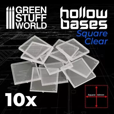 Plastic CLEAR Square Hollow Base 40mm -  Basing  Wargame Miniature • £4.62