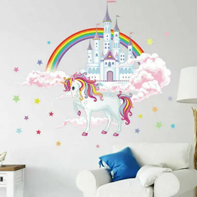 Kids Girls Bedroom DIY Unicorn Castle Wall Sticker Art Decals Removable Decor  • $11.18