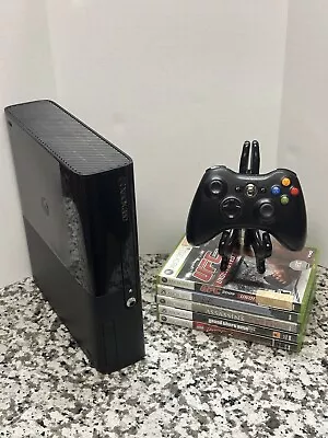 Microsoft Xbox 360 E 4GB Black Console Bundle: Controller Cables And 5 Games!! • $85