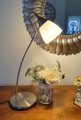 £8.99 • Buy New Contemporary Tall Chrome & Glass Desk Table Bedside Lamp