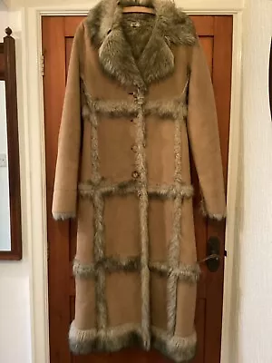 Vintage Hooch Faux Fur Coat Size 14 Hippy Gorgeous • £78