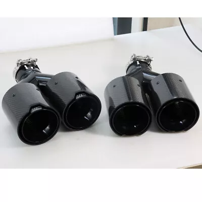 For BMW TWIN End Tips Tail Pipe Dual Car Exhaust 63mm In 101MM Out Carbon Fiber • $202.99