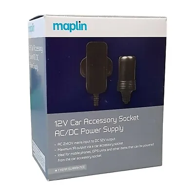 Maplin 240V Mains Plug To 12V DC Car Cigarette Lighter Power Adapter UK 1A • £9.99