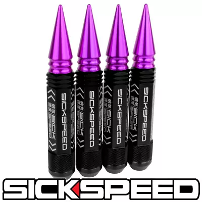 Sickspeed 4 Pc Black 5 1/2  Long Purple Spiked Steel Lug Nuts 12x1.5 N20 • $20.88