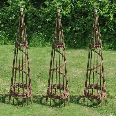 £69.99 • Buy Spiral Willow Garden Obelisk 1.5m Set Of 3 Climbing Plant Support Trellis Frame
