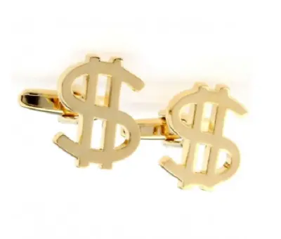 US Dollar Money Sign Gold Plated Cuff Links Dress Shirt Cufflinks • $10.95